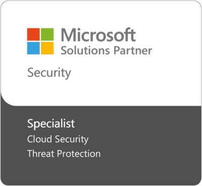 Microsoft Solutions Partner Badge: Security with Advanced Specializations in Cloud Security and Threat Protection