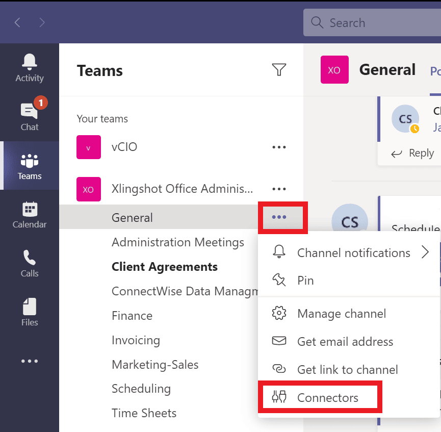 Adding Connectors to Microsoft Teams 
