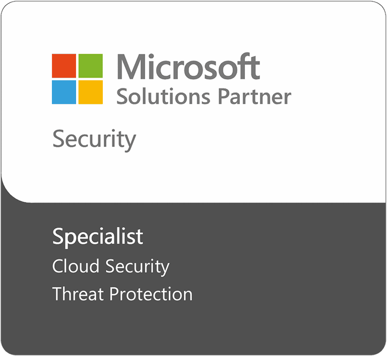 Microsoft Solutions Partner Badge: Security with Advanced Specializations in Cloud Security and Threat Protection